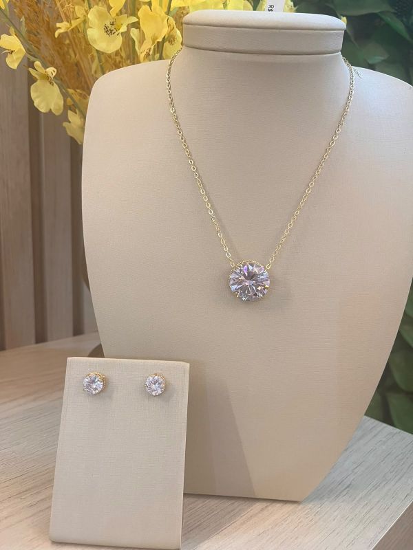 CONJUNTO PEDRA REDONDA CRISTAL