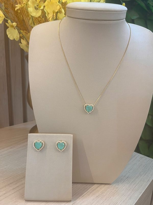 CONJUNTO CORAÇÃO COM CRAVEJADO