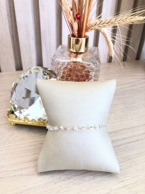 PULSEIRA PEDRINHAS DE CRISTAL DOURADO