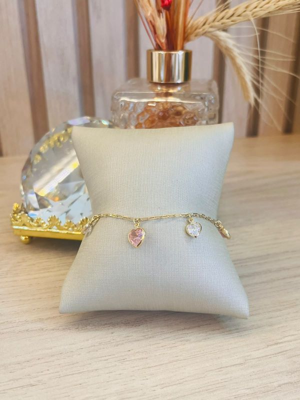 PULSEIRA CORAÇÕES CRISTAIS ROSA