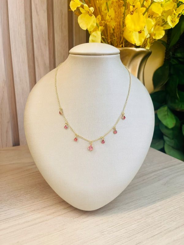 COLAR 7 CRISTAIS ROSA