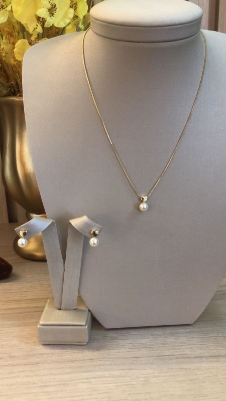 CONJUNTO CORAÇÃO COM PEROLA