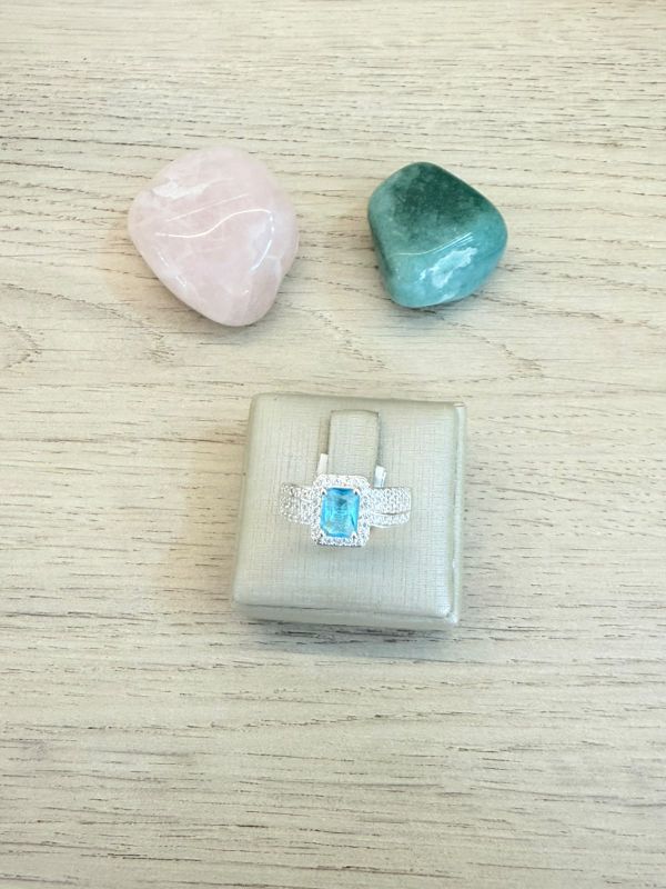 ANEL PEDRA QUADRADA AZUL