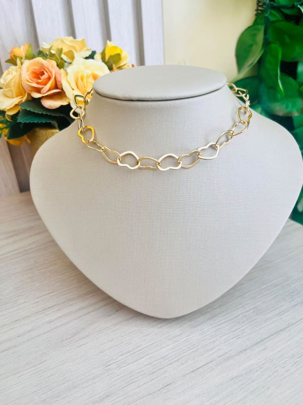 CHOKER ELOS DE CORAÇÃO GRANDE