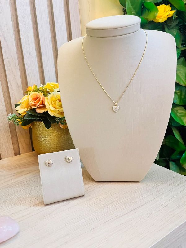 CONJUNTO COROA CORAÇÃO CRAVEJADO