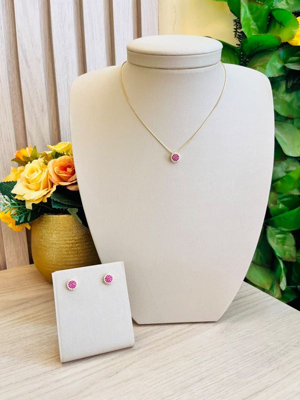 CONJUNTO CIRCULO CRAVEJADO PINK