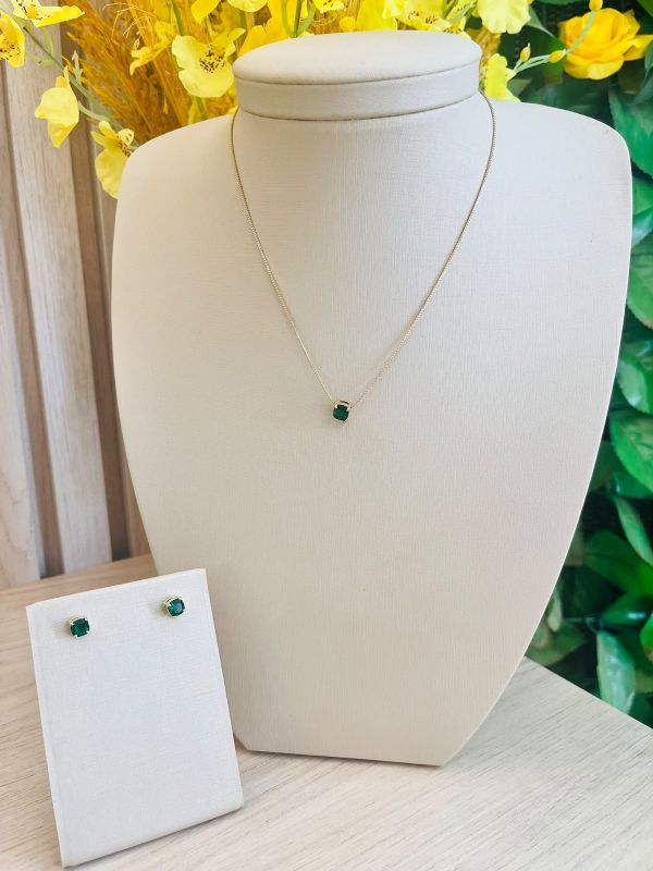 CONJUNTO COLAR E BRINCO 4 PONTA