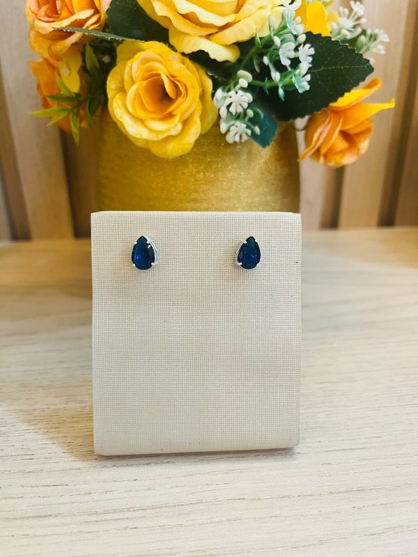 BRINCO GOTA CAIXA ALTA ZIRCONIA AZUL