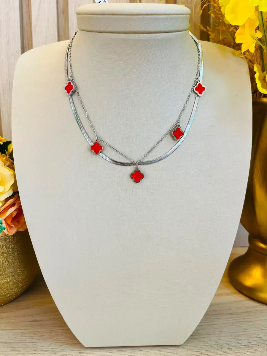 COLAR DUPLO VAN CLEFF VERMELHO
