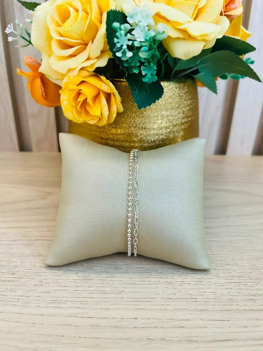PULSEIRA DUPLA BOLINHA E ELO OVAL