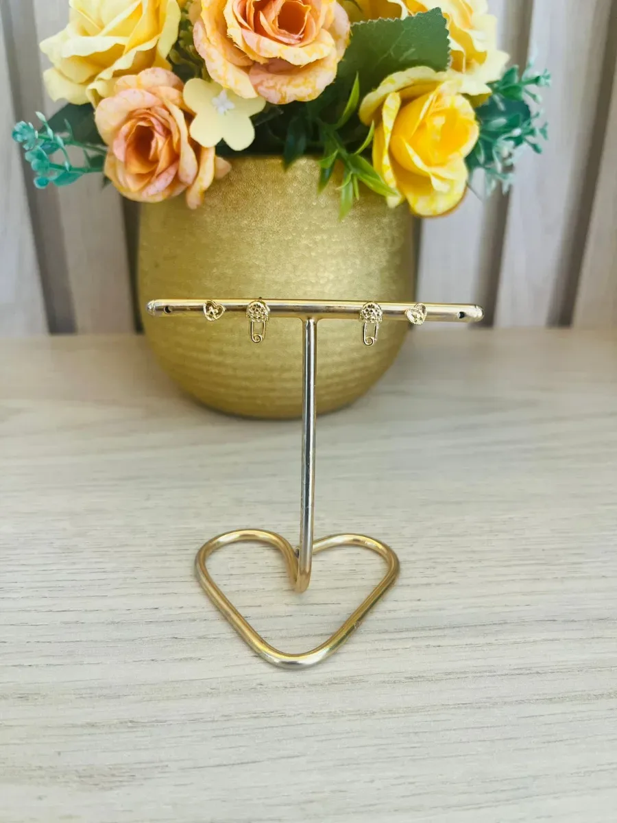 BRINCO DUPLO ALFINETE E CORAÇÃO